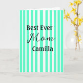 Carte Best ever mom green stripped pattern pastel neon  (Fleur jaune)