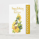 Carte Best Friend Birthday Poem Chickadee & Sunflowers C<br><div class="desc">Birthday Greeting for the Friend oms loves flowers and birds,  gardening,  Sunflowers,  Birds and Chickades</div>