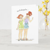 Carte Best Friends deux filles (Fleur jaune)