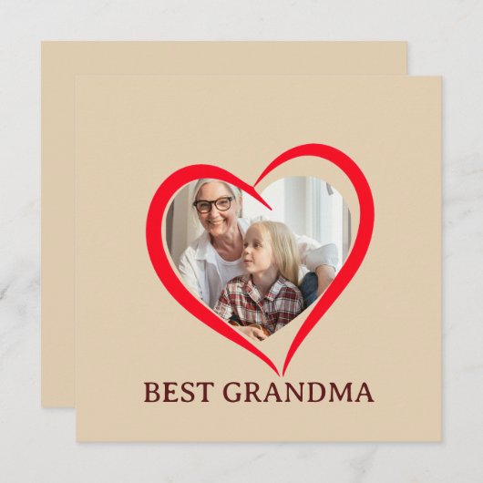 Carte Best Grandma Personalized Unique Flat Card (Devant / Derrière)
