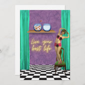 Carte Best Life Funky Vintage Kitsch Flat (Devant / Derrière)