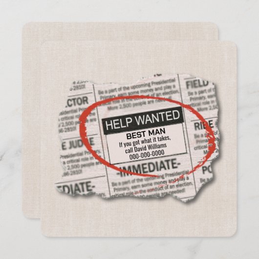 Carte Best Man Demander Annonce de journal (Devant / Derrière)