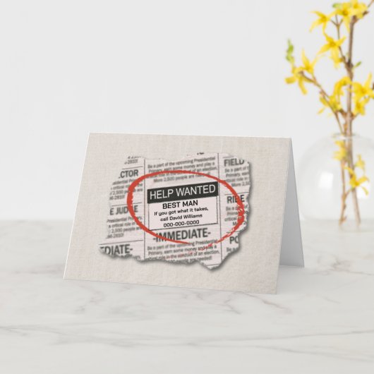Carte Best Man Request Want Ad (Fleur jaune)
