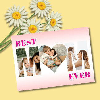 Carte Best Mom Ever 3 Photo Stylish Happy Mother's Day