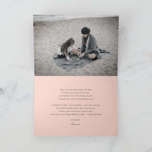 Carte Best Mom Ever Blanc Gras Bracelet Script Photo mod (Intérieur)