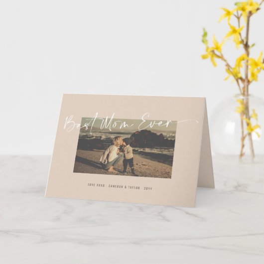 Carte Best Mom Ever Chic écriture manuscrite Script Phot (Fleur jaune)