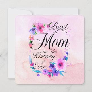Carte Best Mom Ever, Floral Pink Purple Greetings