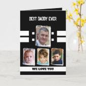 Carte Best papa 4 photos vous aiment noir blanc (Fleur jaune)