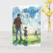 Carte Best Papa Fête des pères Baseball (Fleur jaune)