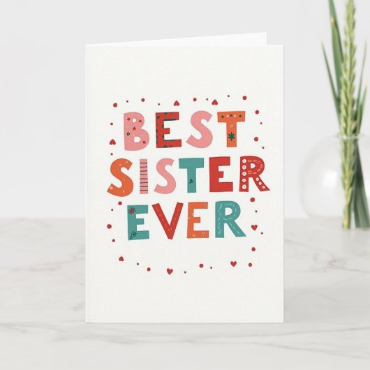 Carte Best Sister Ever Hearts Dots Card (Devant)