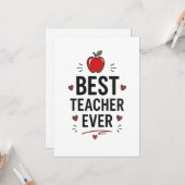 Carte Best Teacher Ever  (Devant/Arrière en situation)