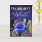 Carte Best Writer Book Theme Greeting Card for an Author (Fleur jaune)