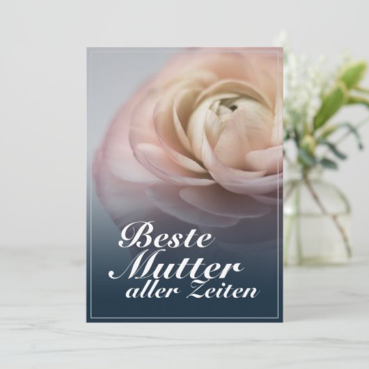 Carte Beste Mutaller Zeiten mit großer rosa Rose (Debout devant)