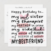 Carte Bestie Anniversaire -Carte Anniversaire Pour (Devant / Derrière)