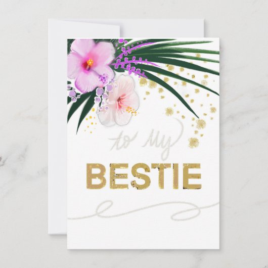 Carte Bestie avec accents Floral et Or (Devant)