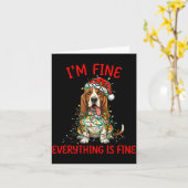 Carte Bet Hound Dog Christmas I'm Fine Everything Is Fin (Fleur jaune)
