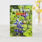 Carte Bethany Texas Bluebonnet Joyeux anniversaire (Fleur jaune)