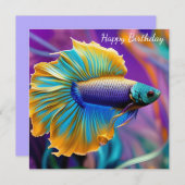 Carte Betta Fish, or bleu violet Anniversaire (Devant / Derrière)