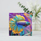 Carte Betta Fish, or bleu violet Anniversaire (Debout devant)