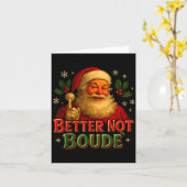 Carte Better Not Boude Funny Cajun Christmas Santa  (Fleur jaune)