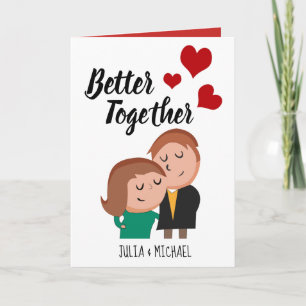 Carte Better Together Cartoon Couple Hearts