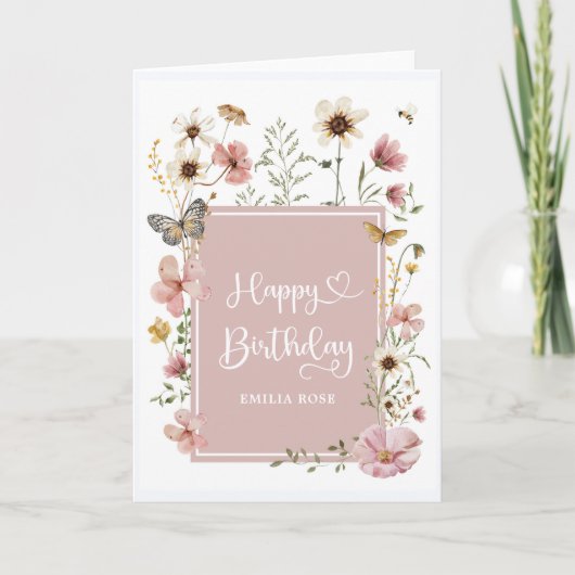 Carte Beurre de Fleur sauvage roux Muet Joyeux anniversa (Devant)