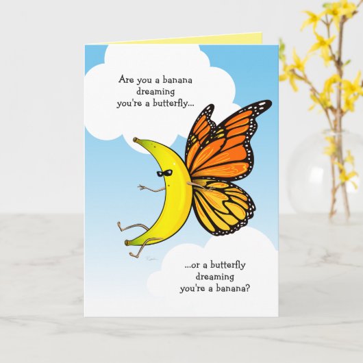 Carte Beurre drôle Banane joyeuse voeux d'anniversaire (Fleur jaune)