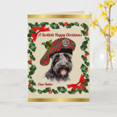 Carte Beurre Scottie Chien Noël personnalisé (Fleur jaune)