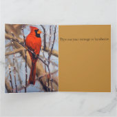 Carte Beutiful Red Cardinal Bird Perched on a Branch (Intérieur)