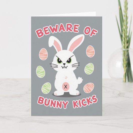 Carte Beware Bunny Kicks Pattern Card (Devant)