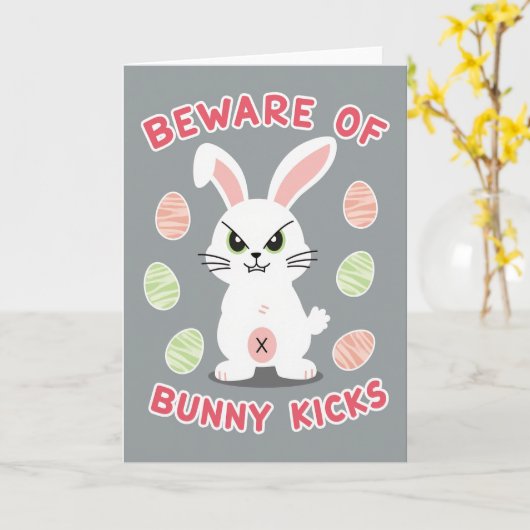 Carte Beware Bunny Kicks Pattern Card (Fleur jaune)