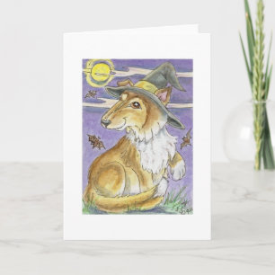 Carte Bewitching Collie Dog Halloween Witch