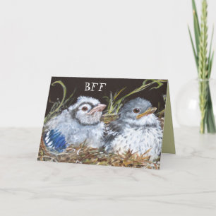 Carte BFF avec bébé bluejay et bébé mockbird