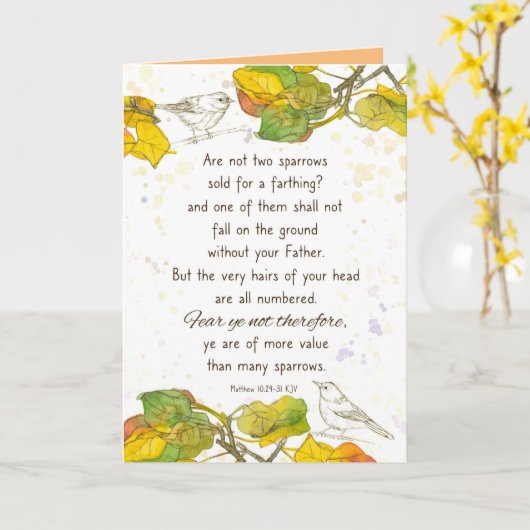 Carte Bible Scripture Matthew 10 29 Two Sparrows  (Fleur jaune)