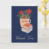 Carte Bibliothécaire Merci Noël Poinsettias (Fleur jaune)