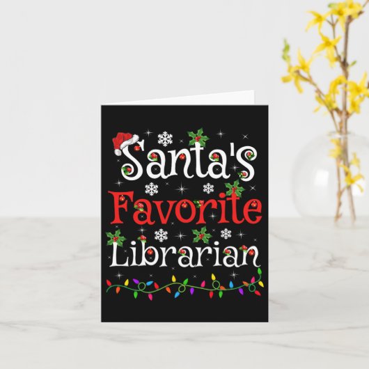Carte Bibliothécaire Xmas Père Noël Bibliothèque préféré (Fleur jaune)