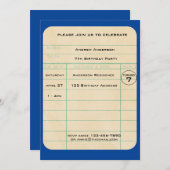 Carte Bibliothèque bleue Anniversaire (Devant / Derrière)