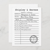 Carte Bibliothèque vintage Enregistrer la date (Devant / Derrière)