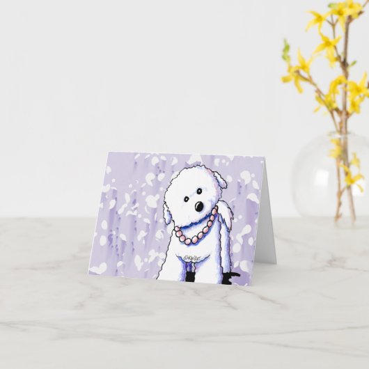 Carte Bichon En Perles (Fleur jaune)