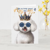 Carte Bichon Frise Chien King pour une journée d'anniver (Fleur jaune)