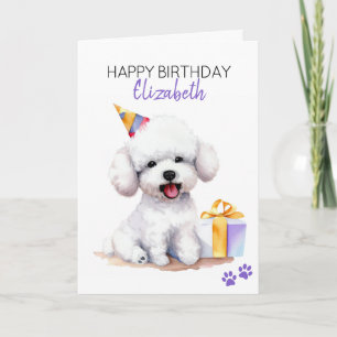 Carte Bichon Frise Chien Personnalisé Joyeux Anniversair