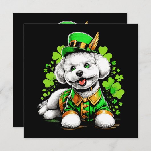 Carte Bichon Frise Chien St Patrick's Day (Devant / Derrière)