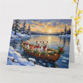 Carte Bichon Frise Christmas Boat Holiday (Fleur jaune)