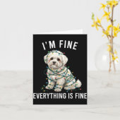Carte Bichon Frise Christmas I'm Fine Everything Is Fine (Fleur jaune)