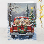 Carte Bichon Frise Christmas Red Truck Holiday (Fleur jaune)