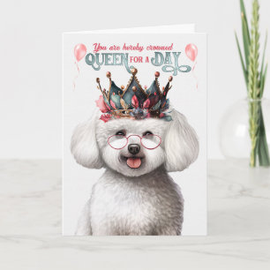 Carte Bichon Frise Dog Queen pour une journée d'annivers