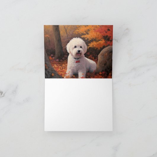 Carte Bichon Frise en automne Feuilles automne Inspire (Intérieur)