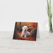 Carte Bichon Frise en automne Feuilles automne Inspire (Devant)