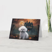 Carte Bichon frisé Halloween épouvantable (Devant)