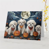 Carte Bichon Frise Halloween Épouvantable (Fleur jaune)